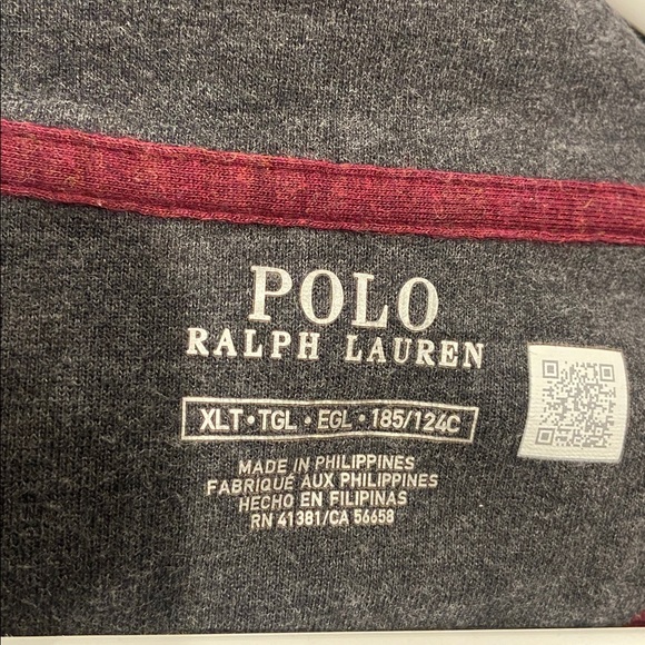 Polo by Ralph Lauren Men's Maroon& heather gray Zip-Up Sweater Sz.XLT - Picture 16 of 16